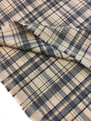 Tartan Plaid Check WOOL Fabric Beige Black Material for Suiting Dress - buklefabrics