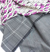 Wool suiting fabric grey plaid prince of Wales check houndstooth stretch material - buklefabrics