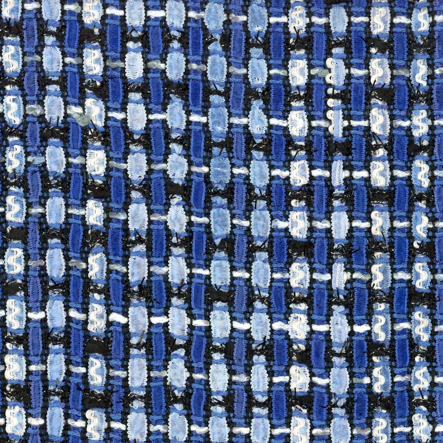 Boucle Tweed jacket fabric blue and white stripe 1.6 yard - buklefabrics