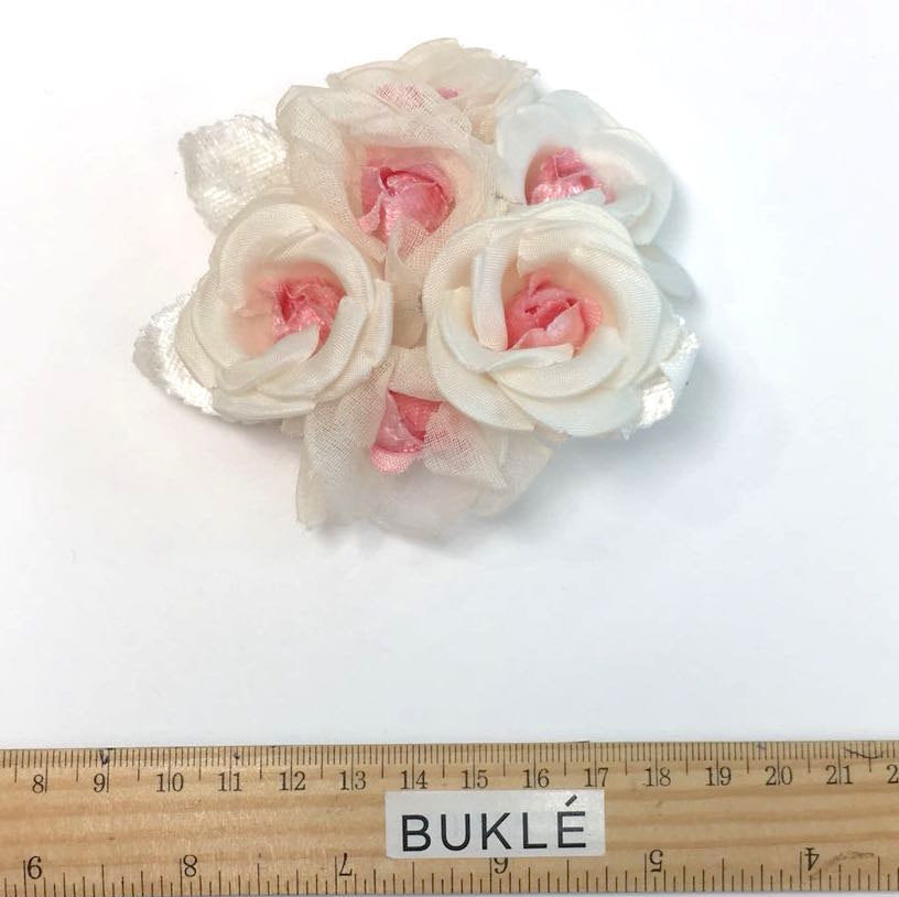 Pink Silk Rose Flower Bridal Wedding Dress Brooch Accessory - buklefabrics