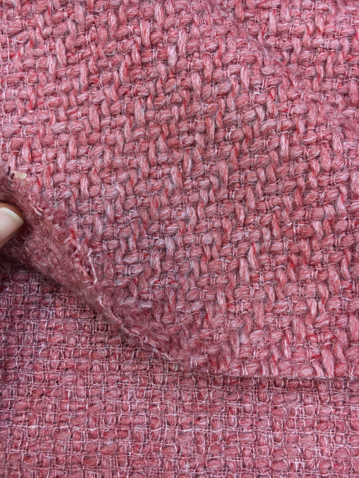 Boucle Tweed WOOL Fabric Dusty Rose Pink Jacket Sewing Material 31