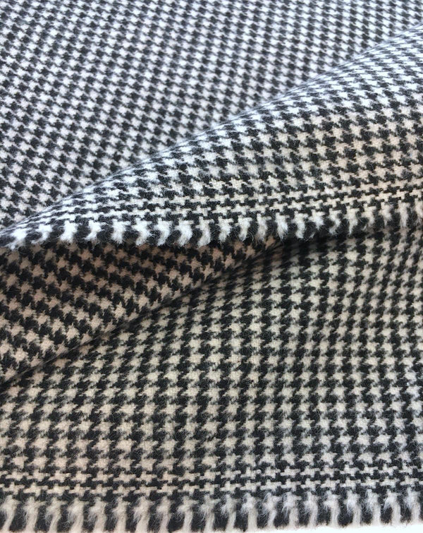 Houndstooth Wool suiting fabric stretch tweed with Lycra / Spandex - buklefabrics