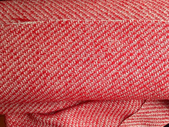 100% Wool Red Boucle Tweed Fabric Jacket Length REMNANT 1.37 Yard - buklefabrics