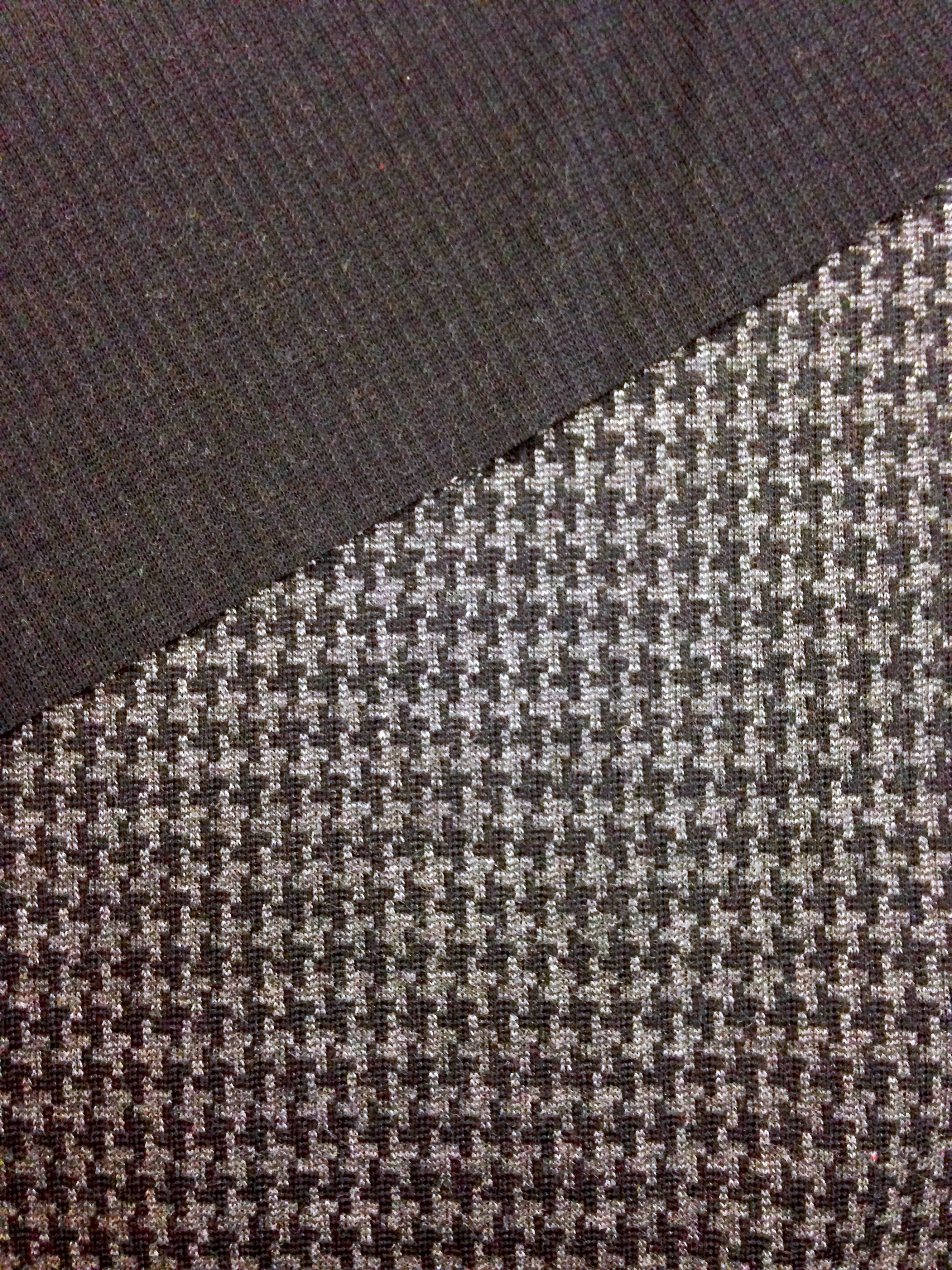 WOOL houndstooth fabric stretch black grey check jacket length 1.9 Yard - buklefabrics