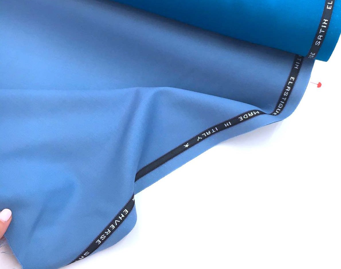 Stretch WOOL Fabric Sky Blue Bi-Stretch Spandex Lycra for Dress Suit - buklefabrics