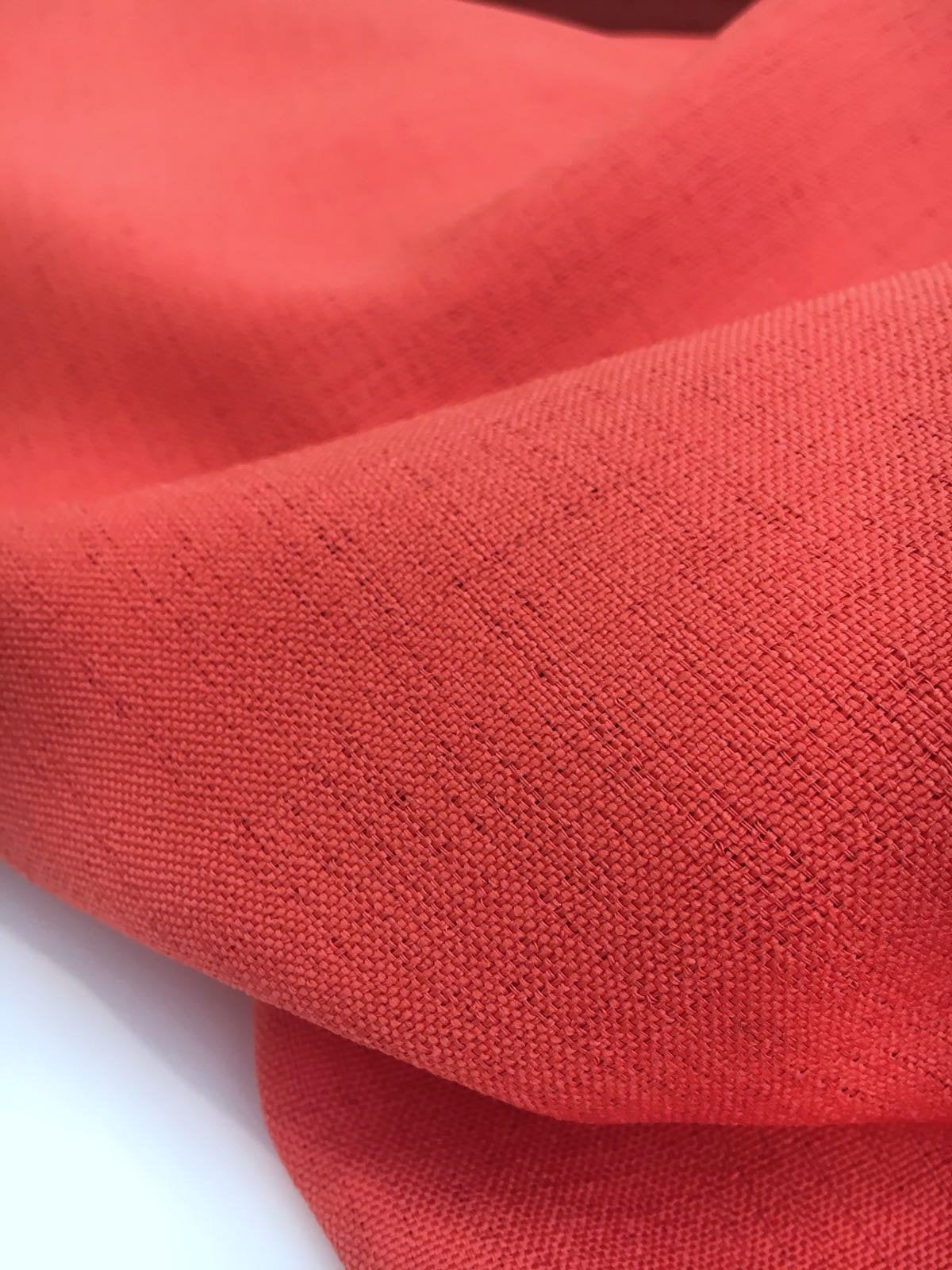 Natural 100% LINEN Fabric Bright Red Flax Material - buklefabrics