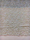 3D Beaded Lace Fabric Sequin Embroidered Iridescent White 25" piece - buklefabrics