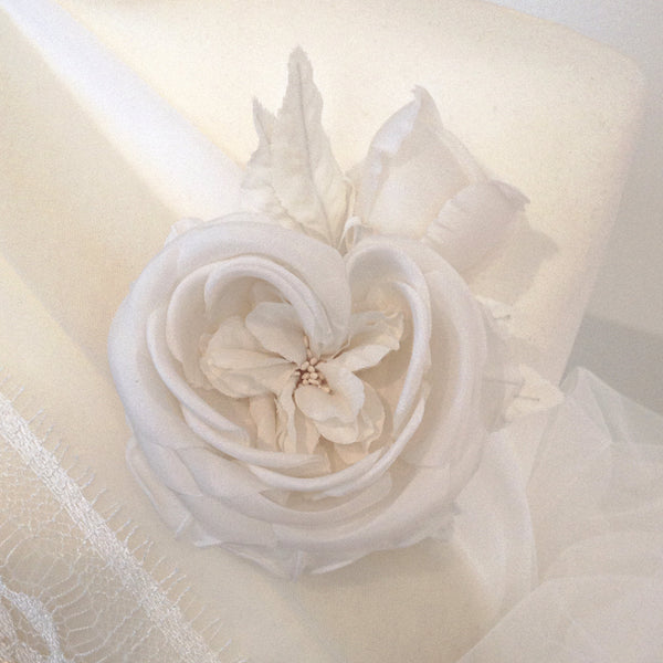 Bridal Hair Flower Hair Pin Silk Flower Bridal Dress Flower Wedding Dress Flower Silk Flower Corsage Bridal Hair Headpiece Silk Rose Flower - buklefabrics