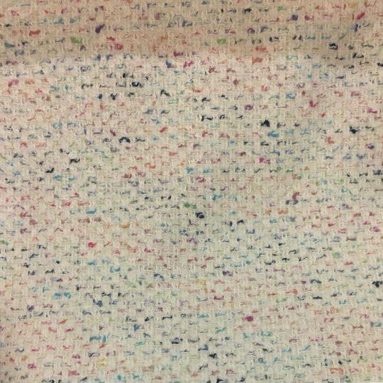 BOUCLE Tweed wool fabric white with multicolour yarn - buklefabrics