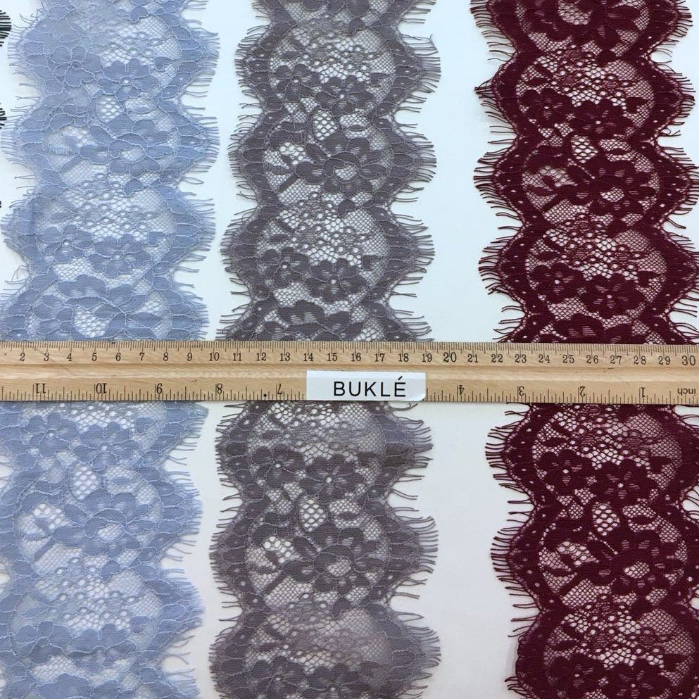 Eyelash Chantilly french lace trim SKY BLUE cord dress trimming - buklefabrics