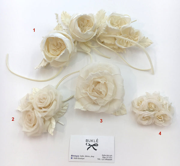 White SILK Flower Brooch Hair Pins Boutonniere Millinery Wedding Dress Accessory - buklefabrics