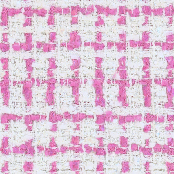 BOUCLE Fabric White Pink Tweed Houndstooth Check 1.6 yd - buklefabrics