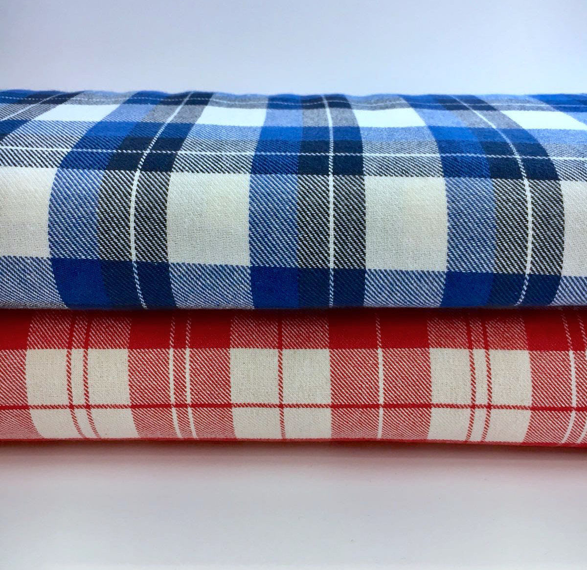 Plaid Check Fabric, COTTON Material in Blue White, Tartan Check Pattern, Italian Quality Cloth for Sewing - buklefabrics