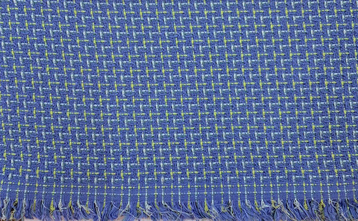 BOUCLE Tweed fabric blue COTTON material jacket length 1.4 Yard - buklefabrics