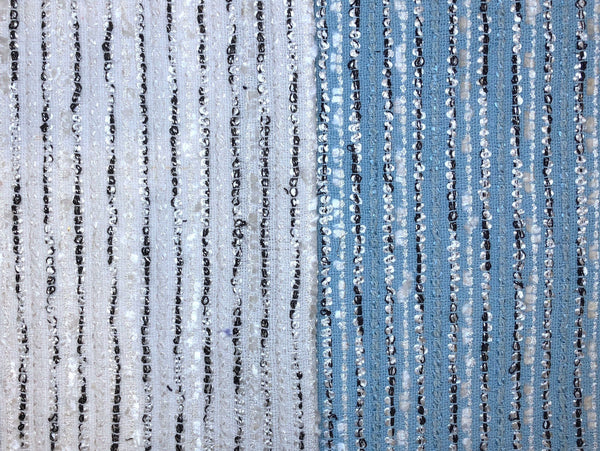 1.6 yard Black White Striped Boucle Tweed Fabric with Lurex - buklefabrics