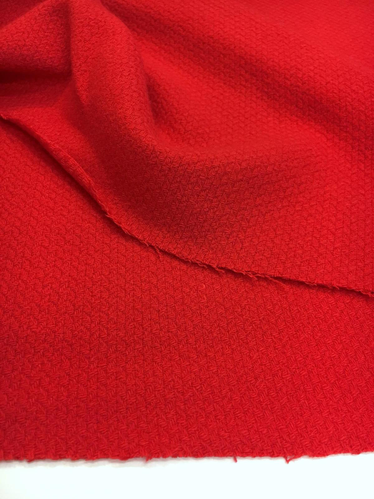 Red Boucle Wool Fabric by UNGARO Textured Overcoat Tweed - buklefabrics