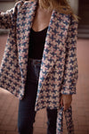 Ladies boucle tweed jacket trendy plus size short coat pink blue houndstooth - buklefabrics