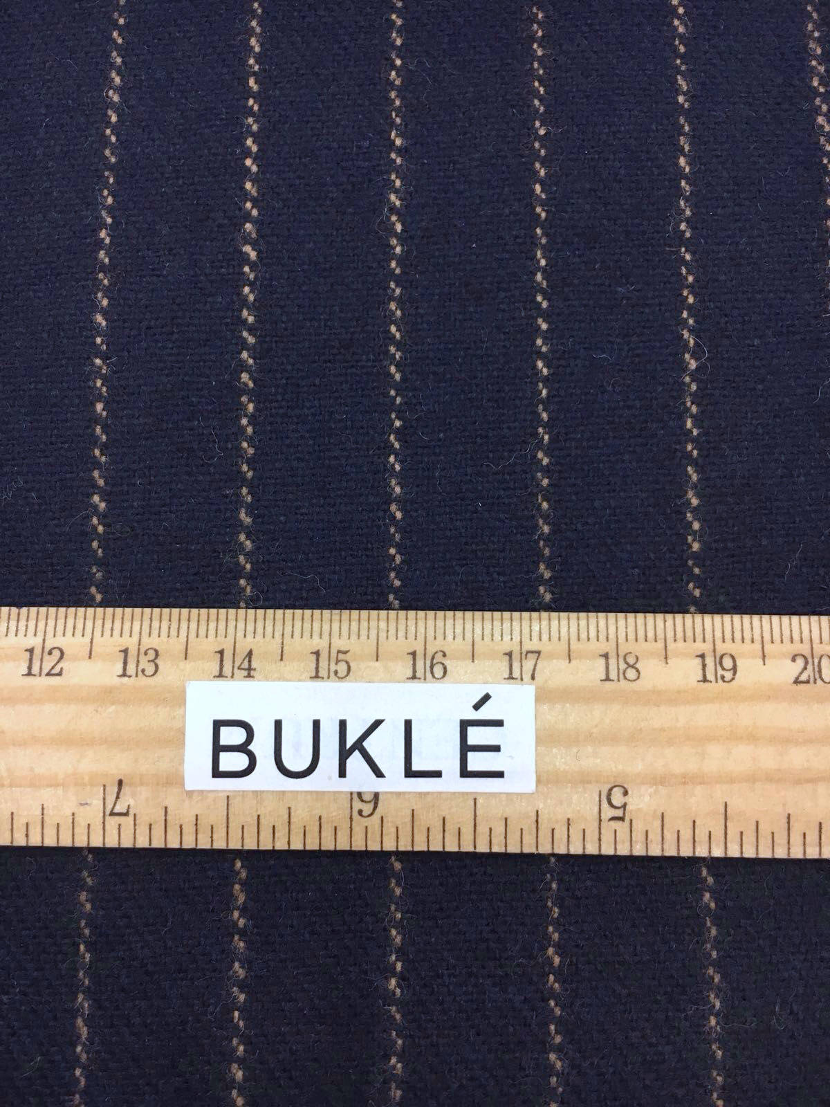 100% WOOL Fabric Blue with Beige Stripe Suit Dress Material - buklefabrics