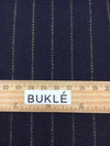 100% WOOL Fabric Blue with Beige Stripe Suit Dress Material - buklefabrics