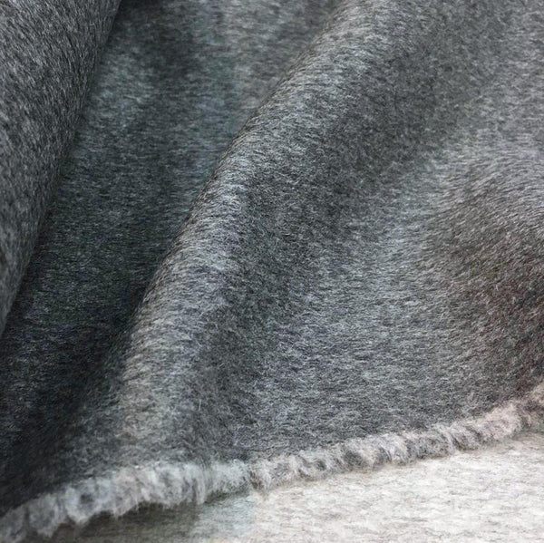 CASHMERE wool coat fabric fine double face grey sewing material - buklefabrics