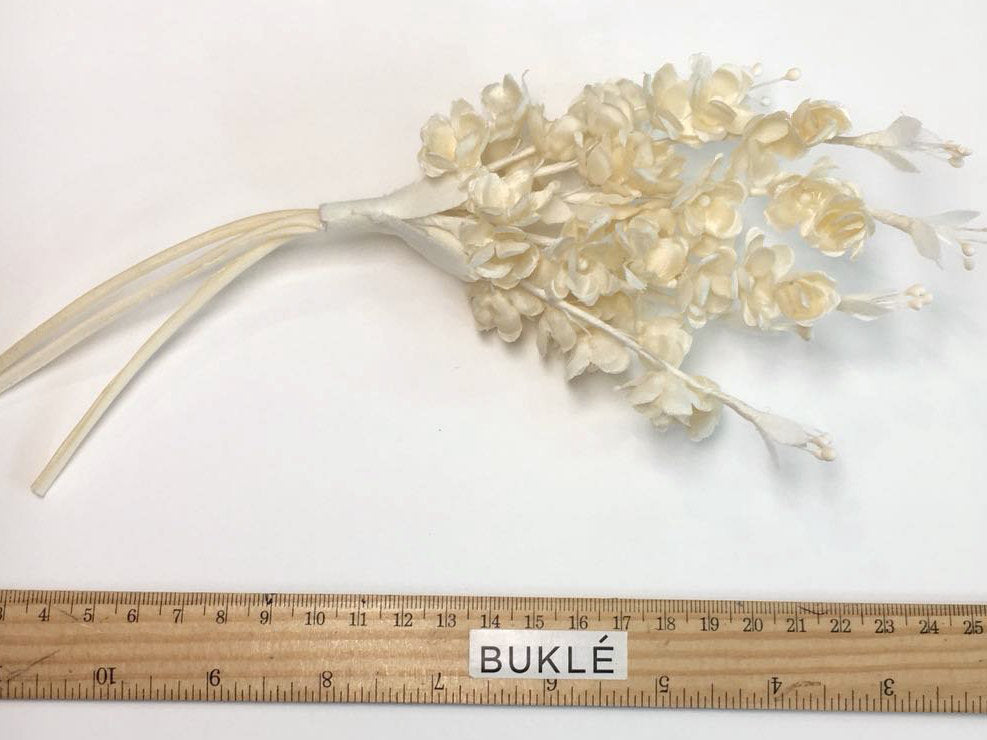 SILK Flower Brooch White Boutonniere Millinery Accessory Wedding Dress Bridal Hair Pins - buklefabrics