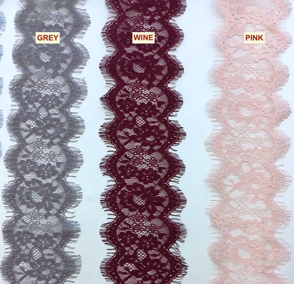 Burgundy Lace Trim French Chantilly Cord Dress Trimming - buklefabrics