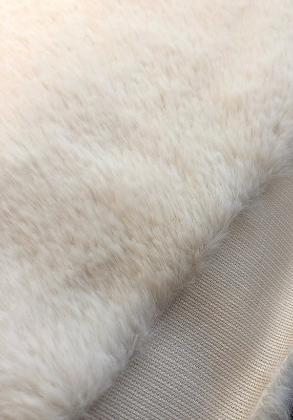 Luxury Faux Fur Fabric Cream Beige Premium Quality Material - buklefabrics