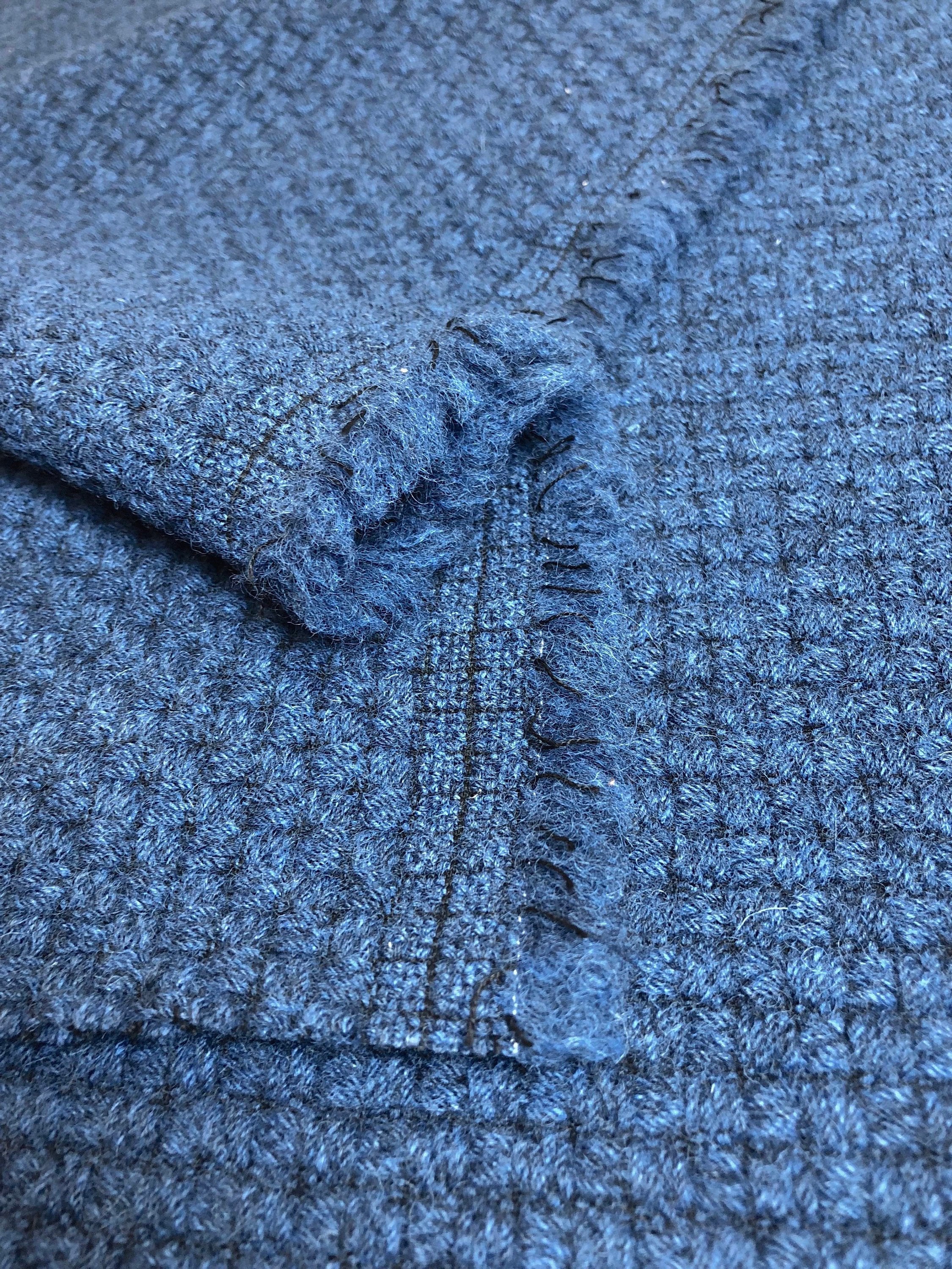 Boucle Fabric Blue Textured Wool Cotton Tweed - buklefabrics