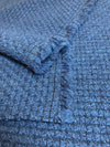 Boucle Fabric Blue Textured Wool Cotton Tweed - buklefabrics