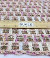 BOUCLE Tweed fabric pink white check cotton dress material - buklefabrics