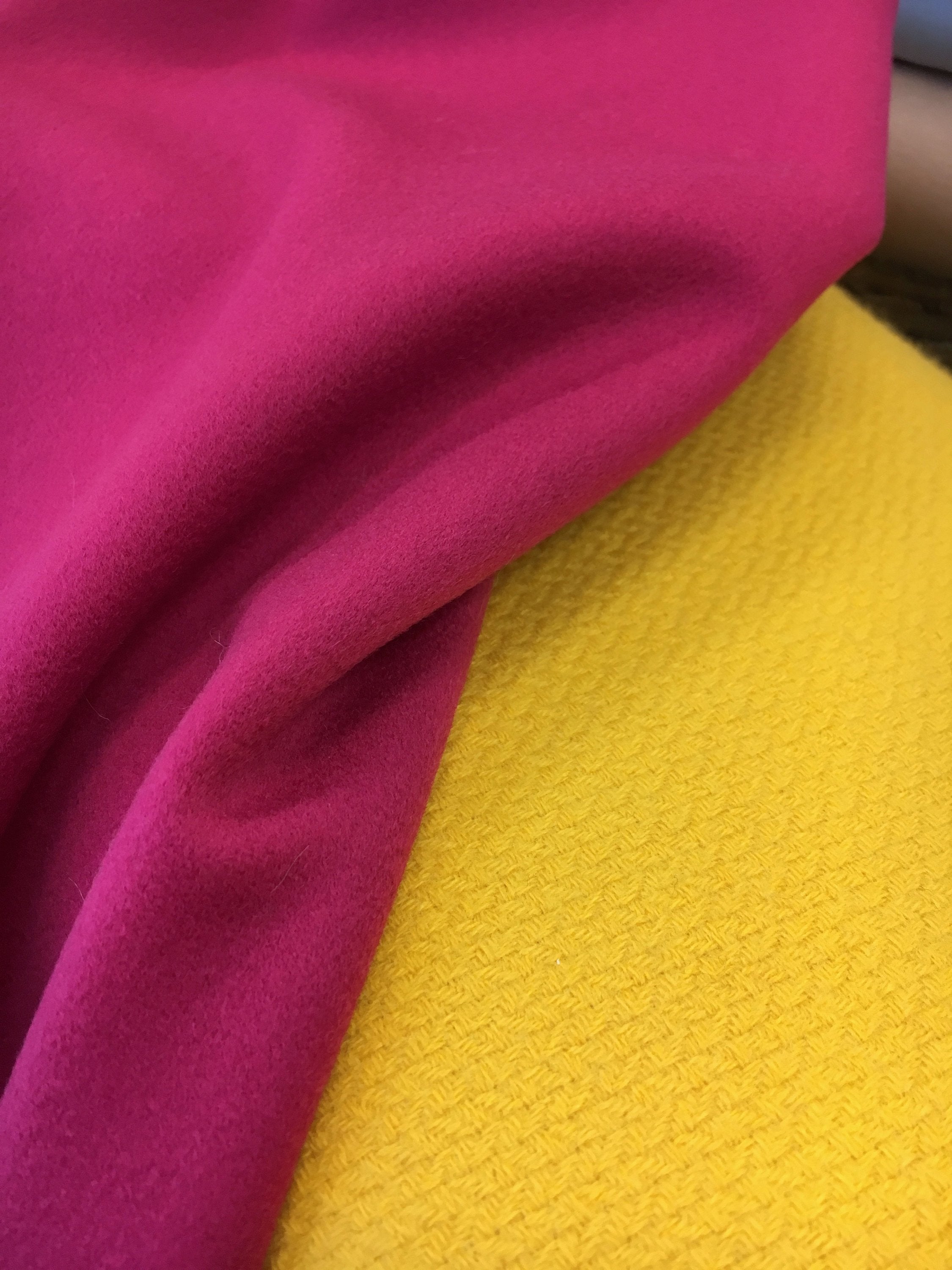 Fuchsia Pink CASHMERE Wool Fabric Heavy Winter Overcoat Material - buklefabrics