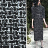 Elegant Black & White Boucle Tweed Fabric Silk and Lurex 1.6yd - buklefabrics