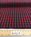 Red & Black SILK Fabric Houndstooth Printed Italian Dress Material - buklefabrics