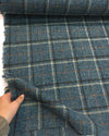 100% WOOL Fabric Blue Tartan Plaid Check Tweed - buklefabrics