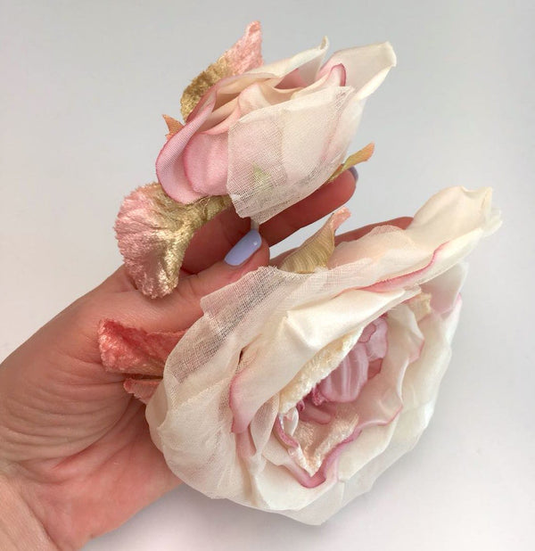 Silk rose flower dusty pink bridal brooch boutonniere - buklefabrics