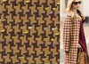 Boucle Fabric Silk- Cotton Tweed in Brown Beige Houndstooth 1.6yd - buklefabrics