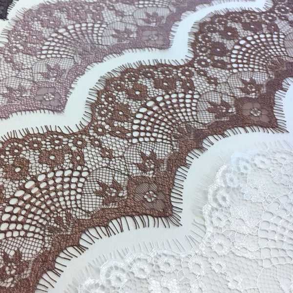 Brown Chantilly lace trim brown french ribbon cord trimming - buklefabrics