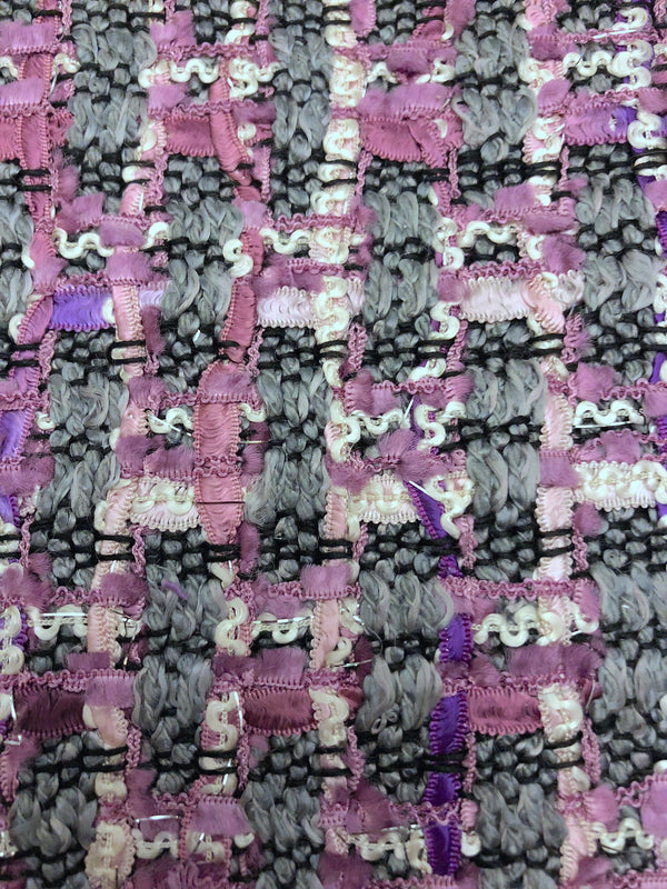 Boucle Fabric Lilac Grey Purple Multicolor Tweed 1.6 yd - buklefabrics