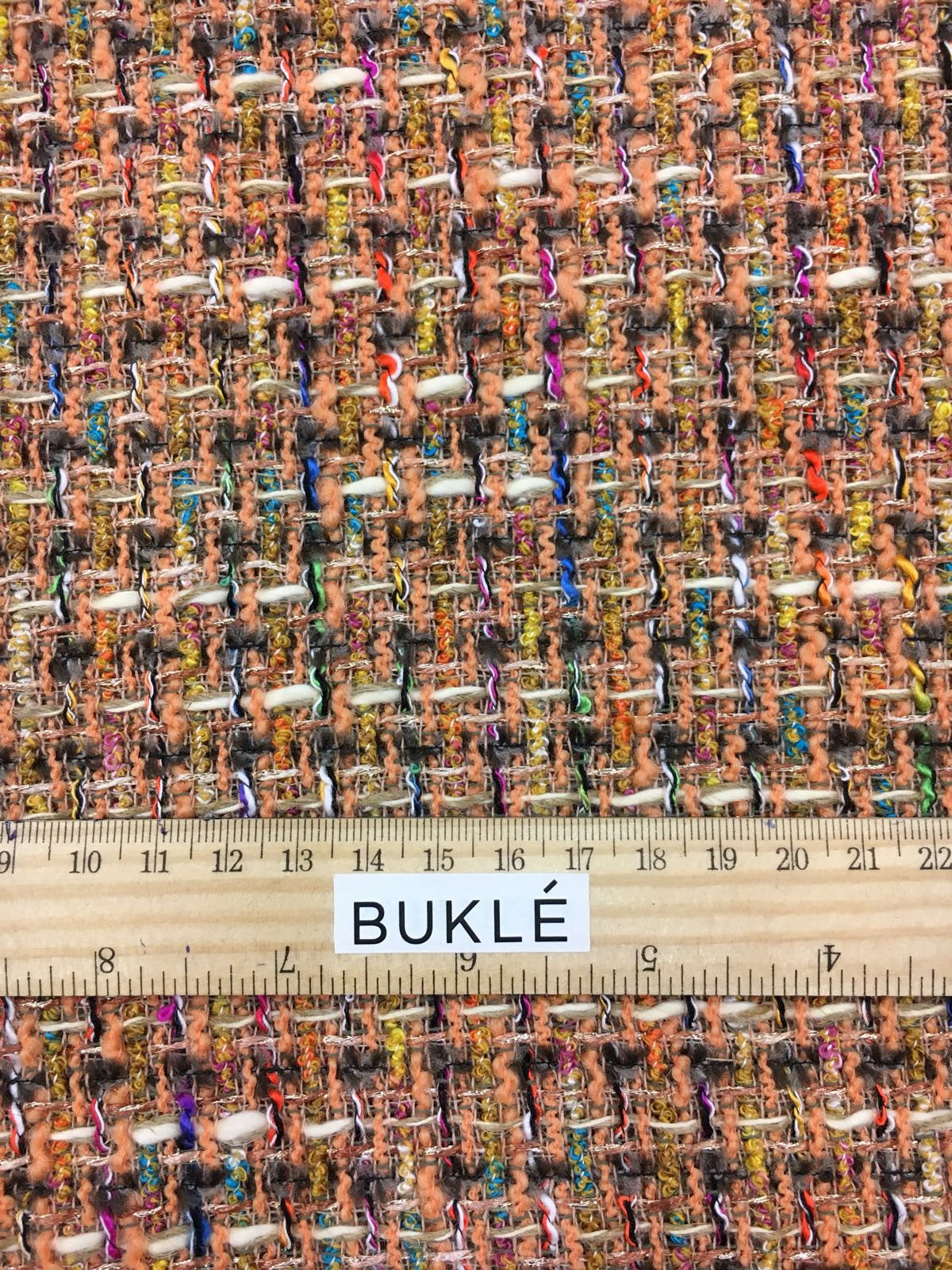 Boucle Tweed fabric 100% Wool brown multicolour jacket length 1.2 yd - buklefabrics