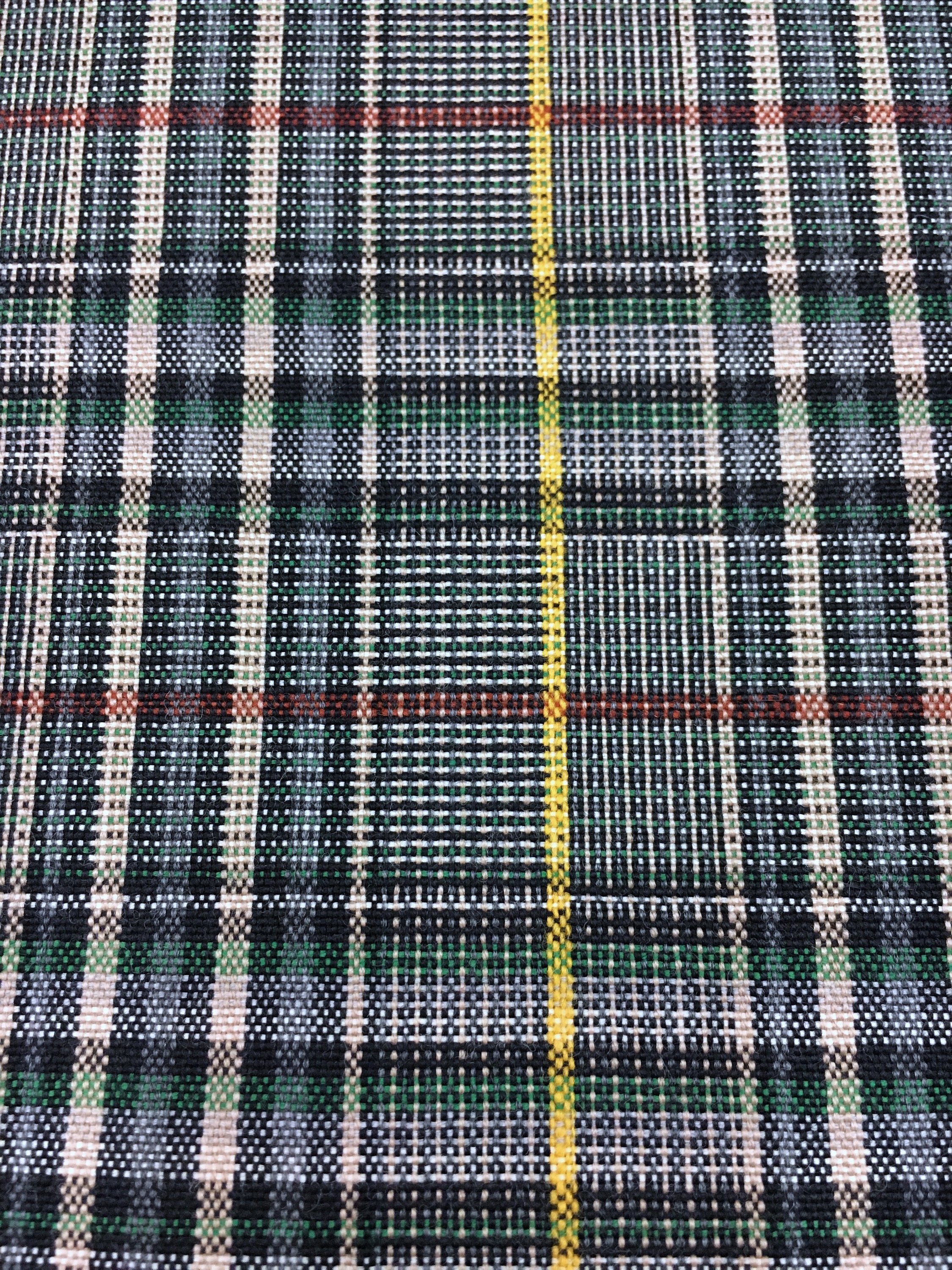 Tartan Plaid Check Fabric 100% WOOL Multicolor with Burgundy Yellow Overcheck - buklefabrics