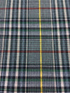 Tartan Plaid Check Fabric 100% WOOL Multicolor with Burgundy Yellow Overcheck - buklefabrics