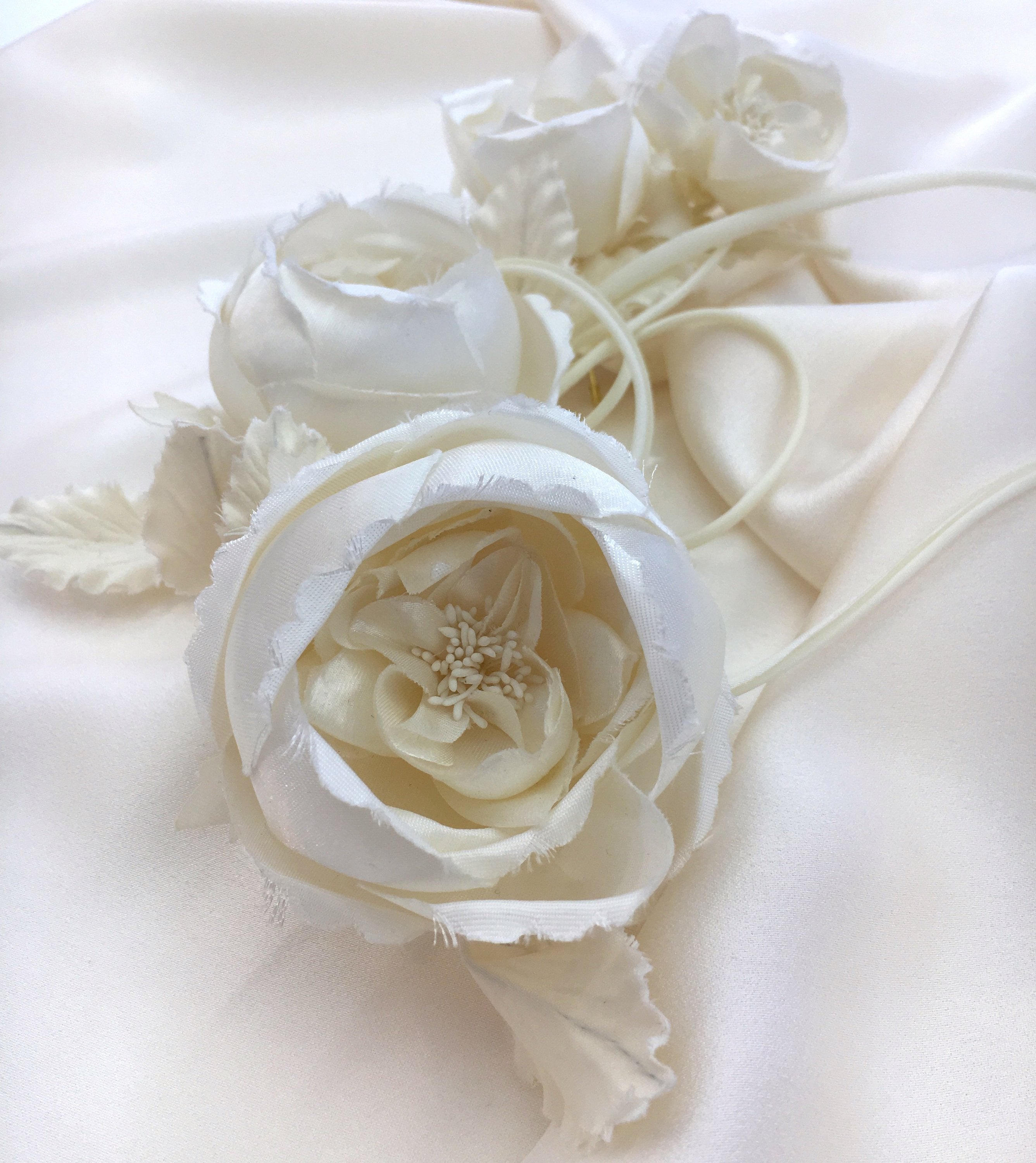 Wedding Dress Accessory Silk Corsage Flower Bridal Hair Pin Millinery Brooch - buklefabrics