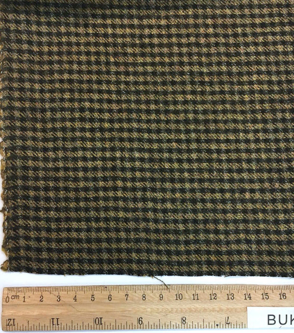 100% Wool Tweed Fabric Houndstooth Gingham Check - buklefabrics