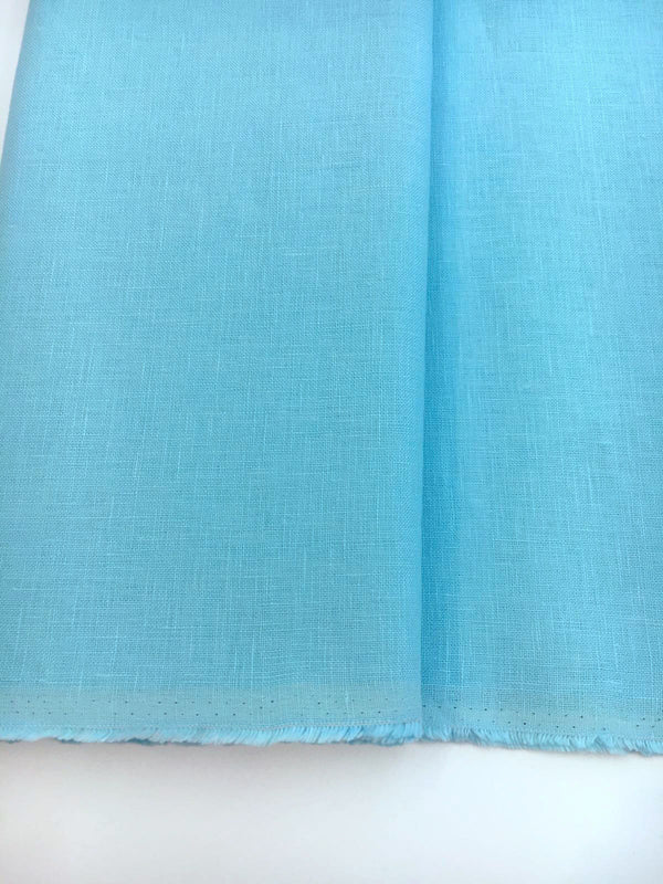 100% IRISH Linen Fabric Turquoise Blue Flax Dress Shirt Material - buklefabrics