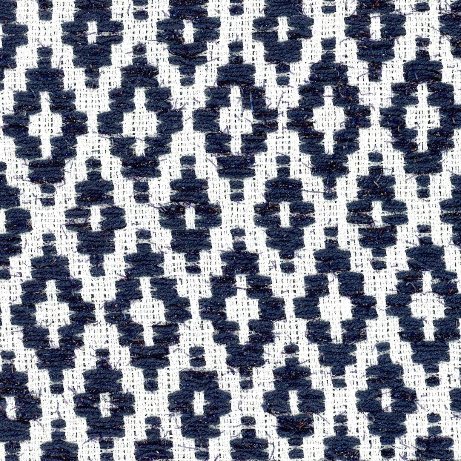 Boucle Tweed fabric textured cotton blue and white diamond pattern 1.6 yd - buklefabrics