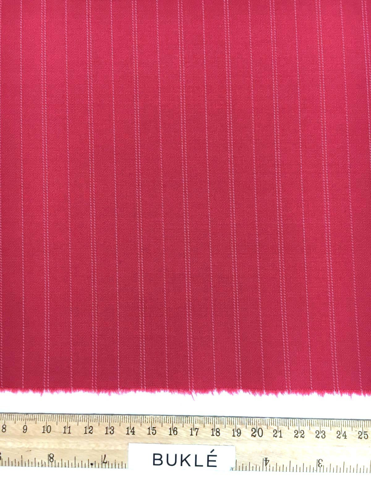 WOOL Fabric Red with White Stripe Stretch Spandex Material - buklefabrics