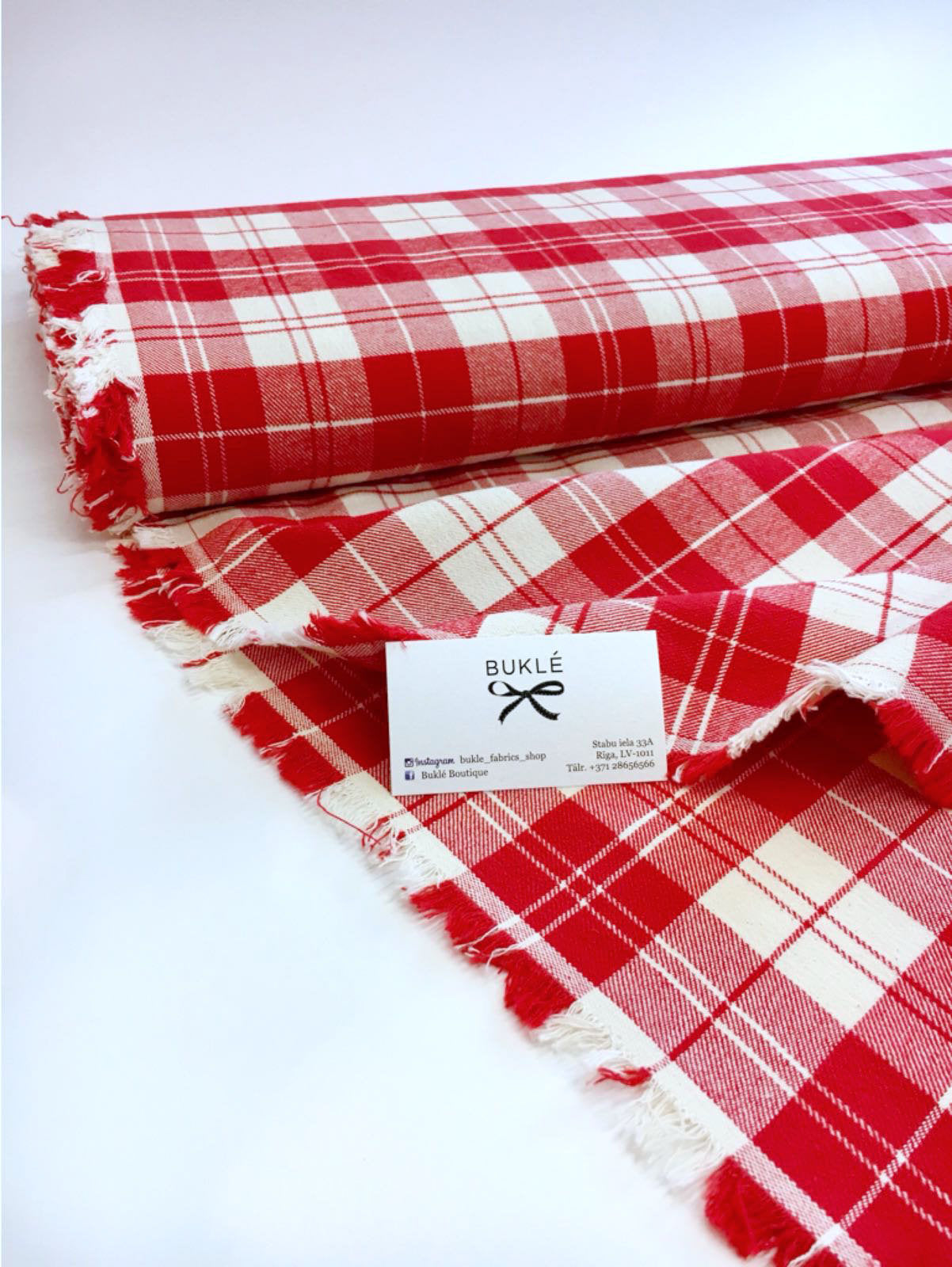 Plaid Fabric COTTON Red Dress Fabric Tartan Fabric Check Red and White Fabric - buklefabrics