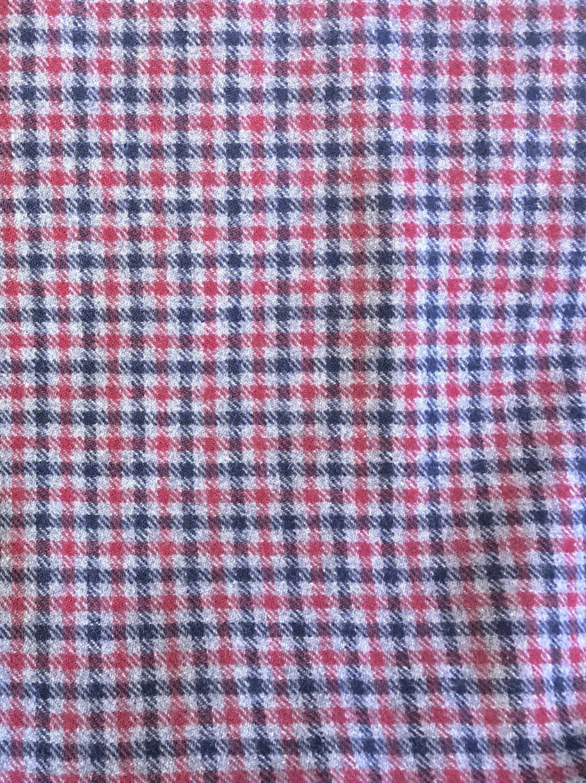 100% WOOL Coat Fabric Blue Grey Red, Gingham Check, Plaid, Soft Italian Material, by 1/2 yard - buklefabrics