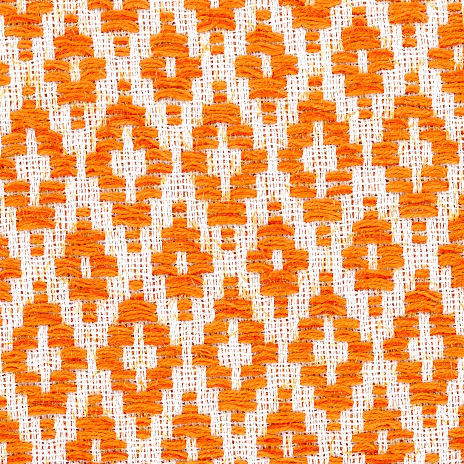 BOUCLE Tweed Diamond Fabric White Orange with Iridescent Lurex 1.6 Yard - buklefabrics