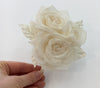 SILK Hair flower white bridal wedding dress accessory millinery brooch - buklefabrics